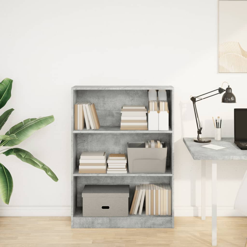 Bookshelf Concrete Grey 80x24x109 cm Wood Material