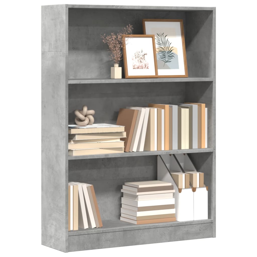 Bookshelf Concrete Grey 80x24x109 cm Wood Material