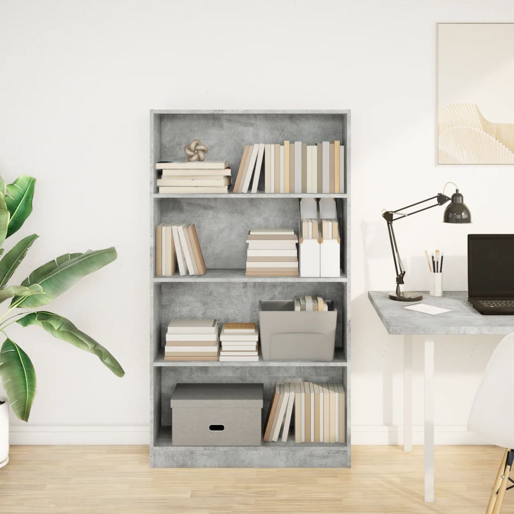 Bookshelf Concrete Grey 80x24x143 cm Wood Material