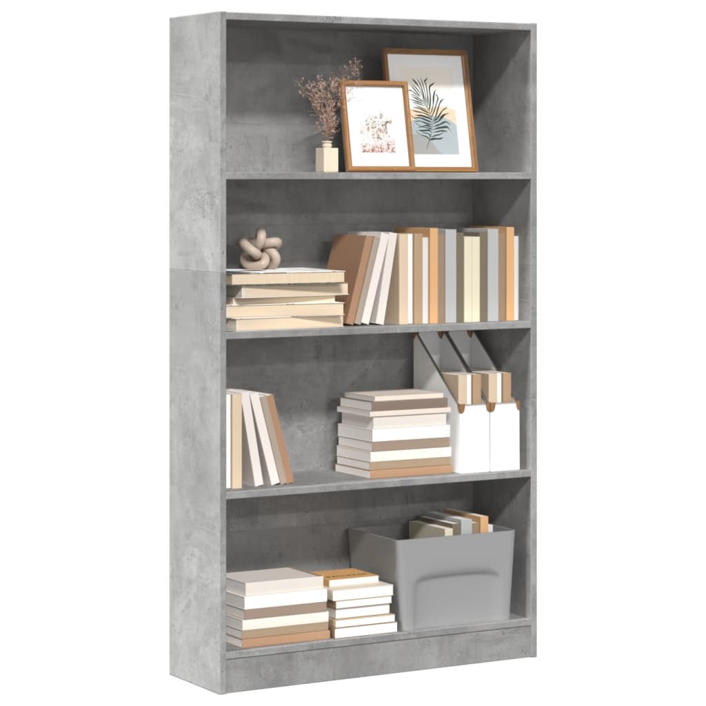 Bookshelf Concrete Grey 80x24x143 cm Wood Material