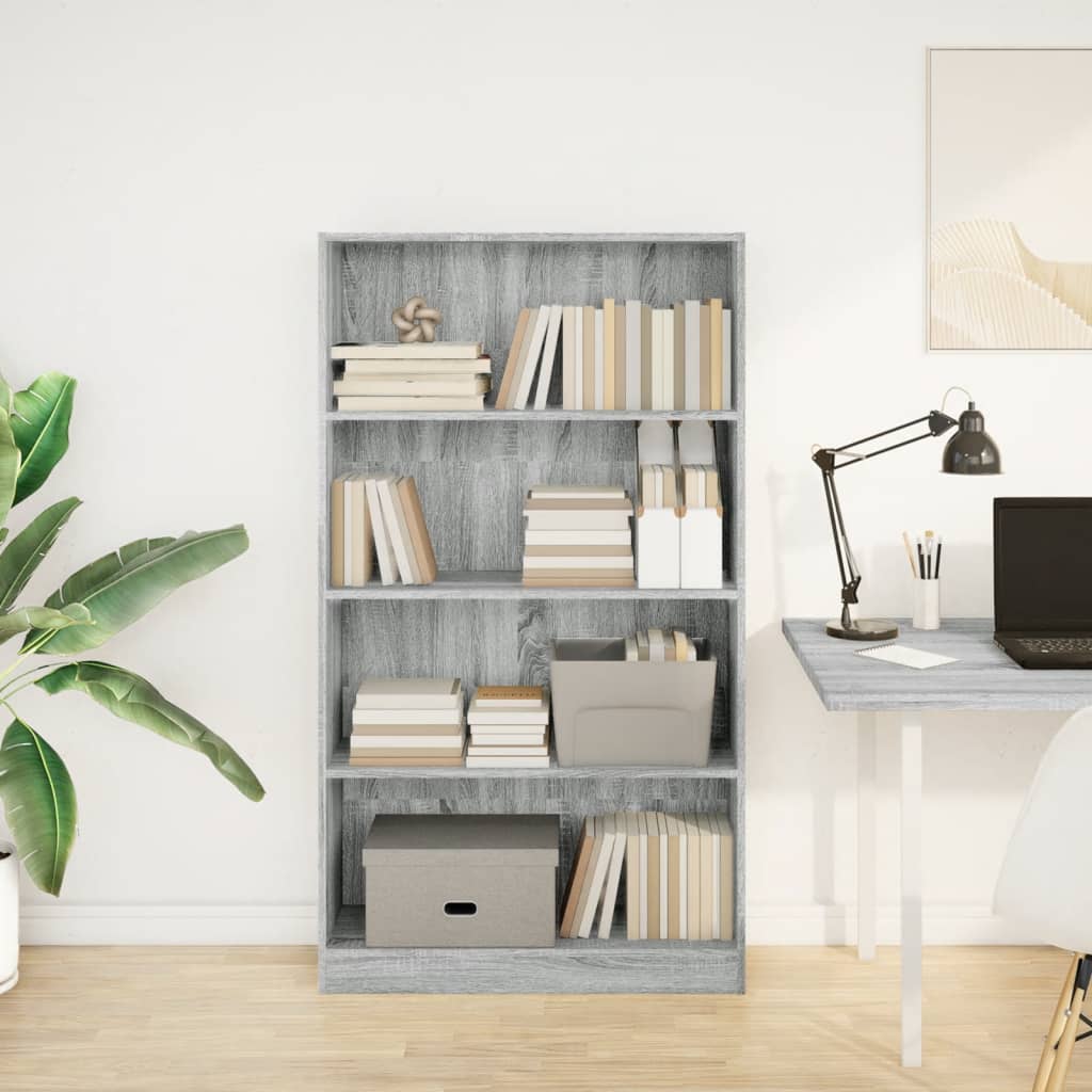 Bookshelf Gray Sonoma 80x24x143 cm Wood Material