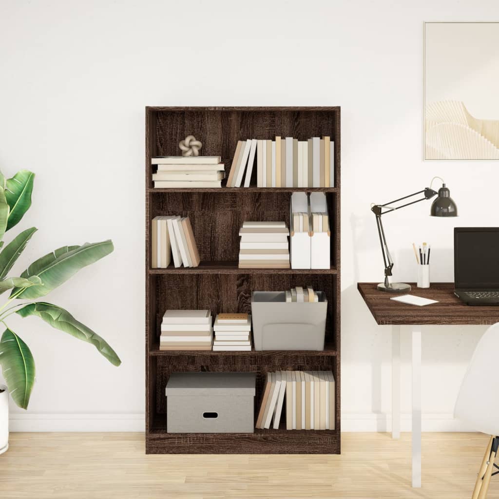 Bookshelf Brown Oak Look 80x24x143 cm Wood Material