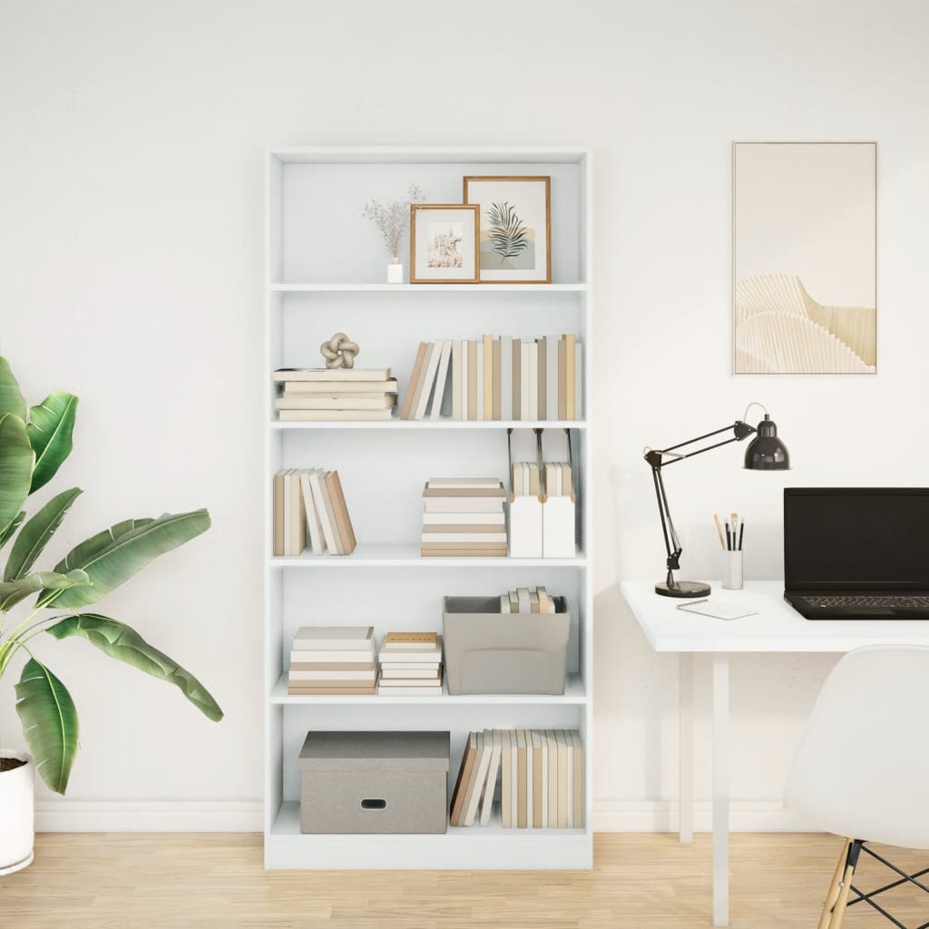 Bookshelf White 80x24x176 cm Wood Material