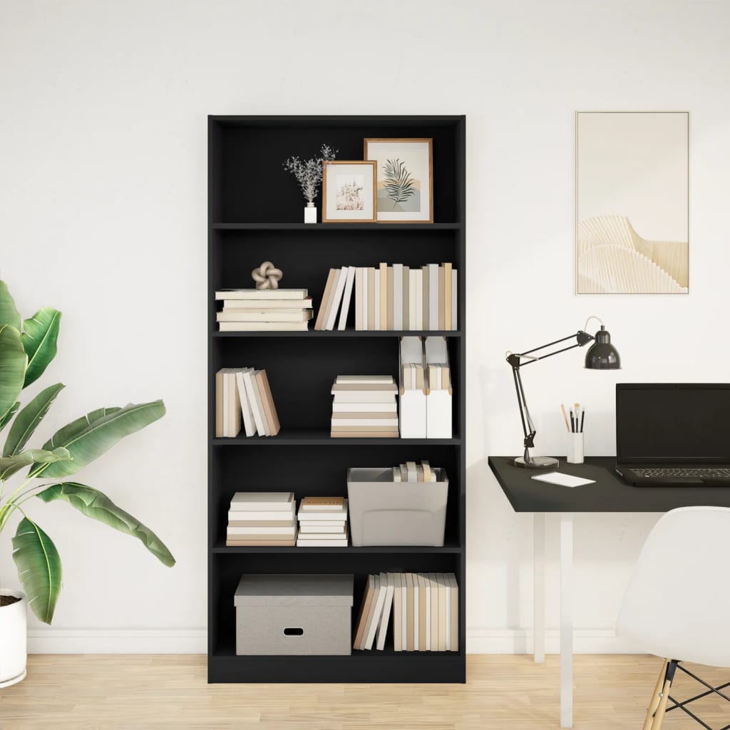 Bookshelf Black 80x24x176 cm Wood Material