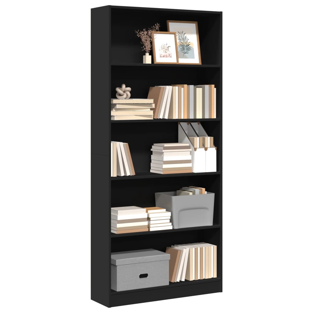 Bookshelf Black 80x24x176 cm Wood Material