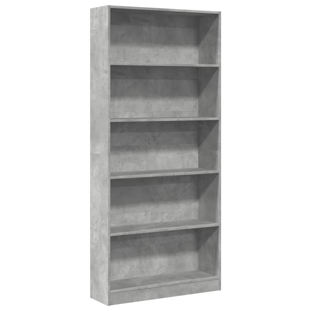 Bookshelf Concrete Grey 80x24x176 cm Wood Material