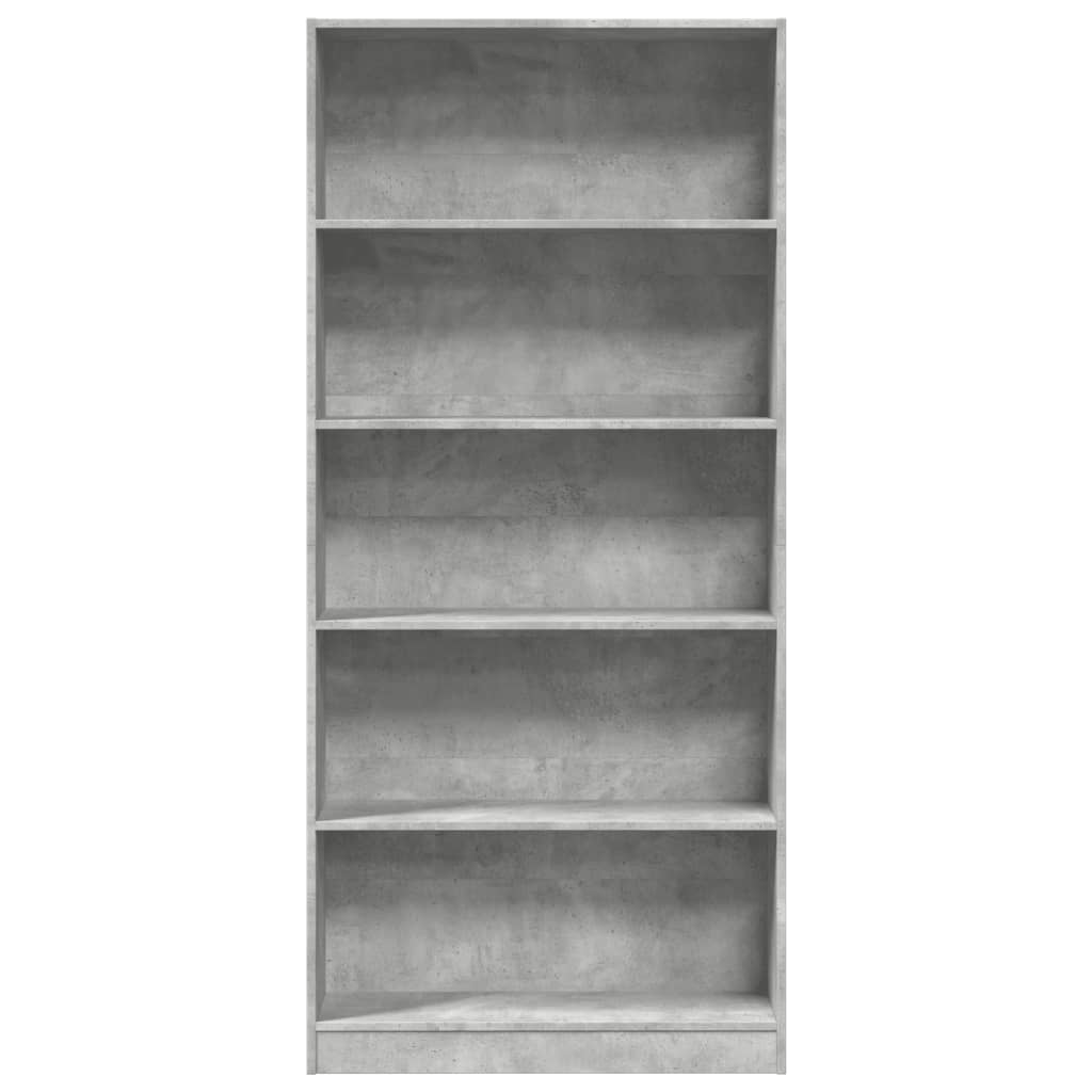 Bücherregal Betongrau 80x24x176 cm Holzwerkstoff