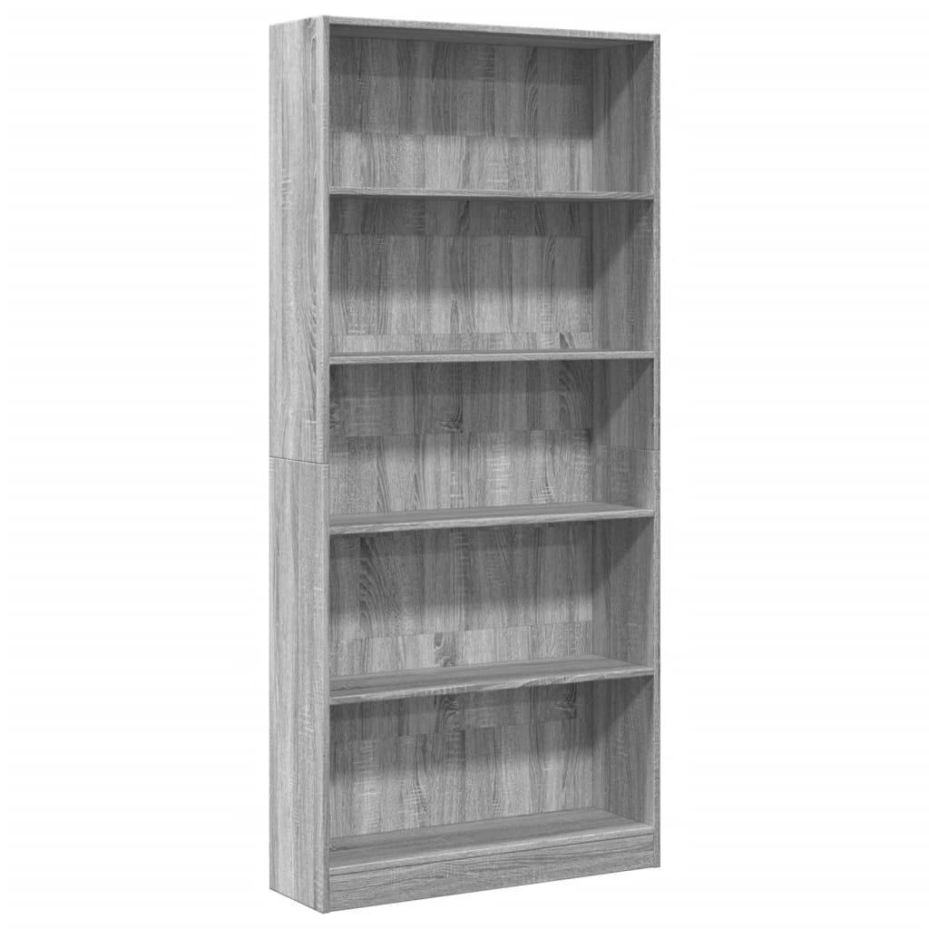 Bookshelf Gray Sonoma 80x24x176 cm Wood Material