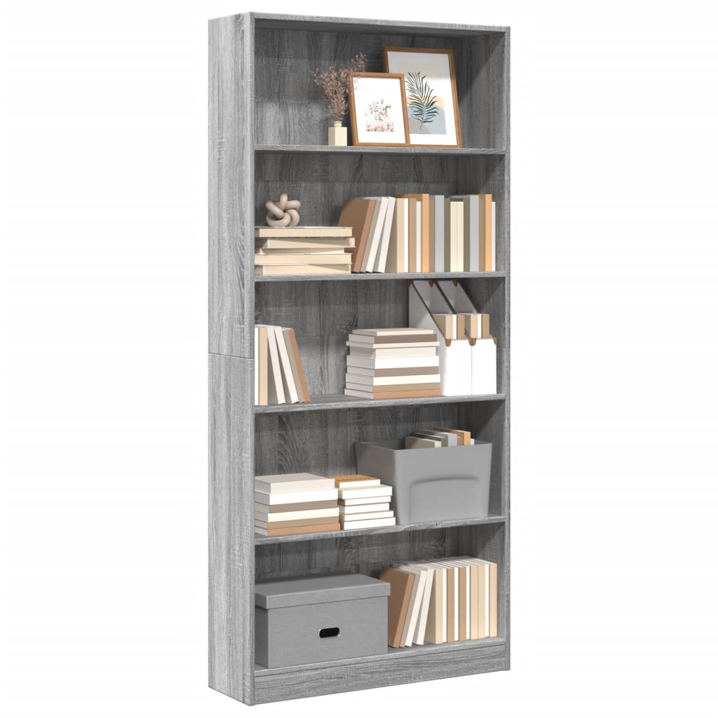 Bookshelf Gray Sonoma 80x24x176 cm Wood Material