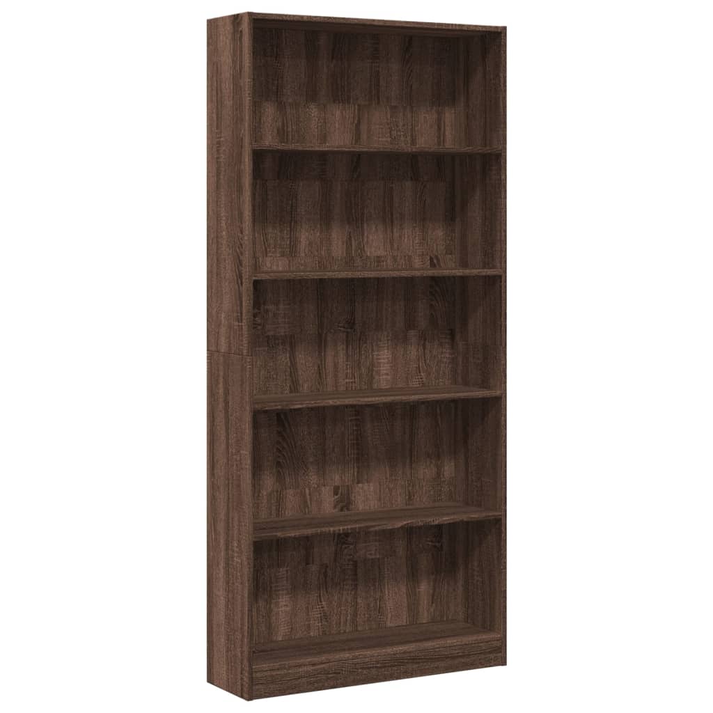 Bookshelf Brown Oak Look 80x24x176 cm Wood Material