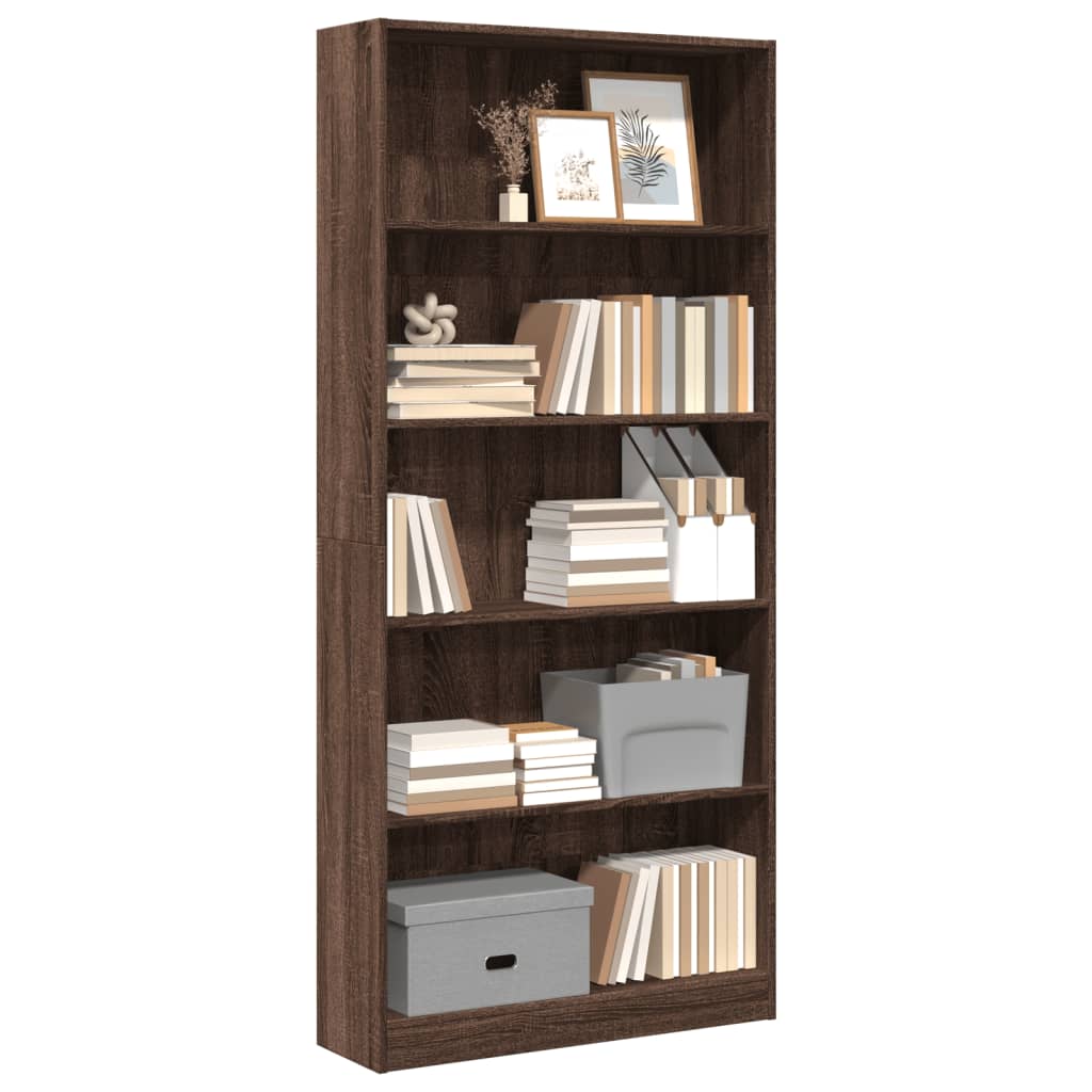 Bookshelf Brown Oak Look 80x24x176 cm Wood Material