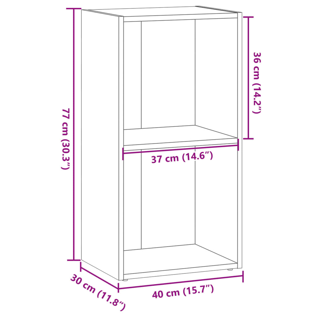 Bookshelf Brown Oak Look 40x30x77 cm Wood Material