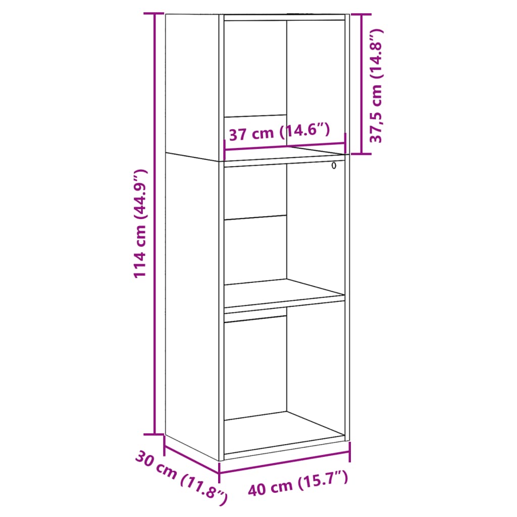 Bookshelf Black 40x30x114 cm Wood Material