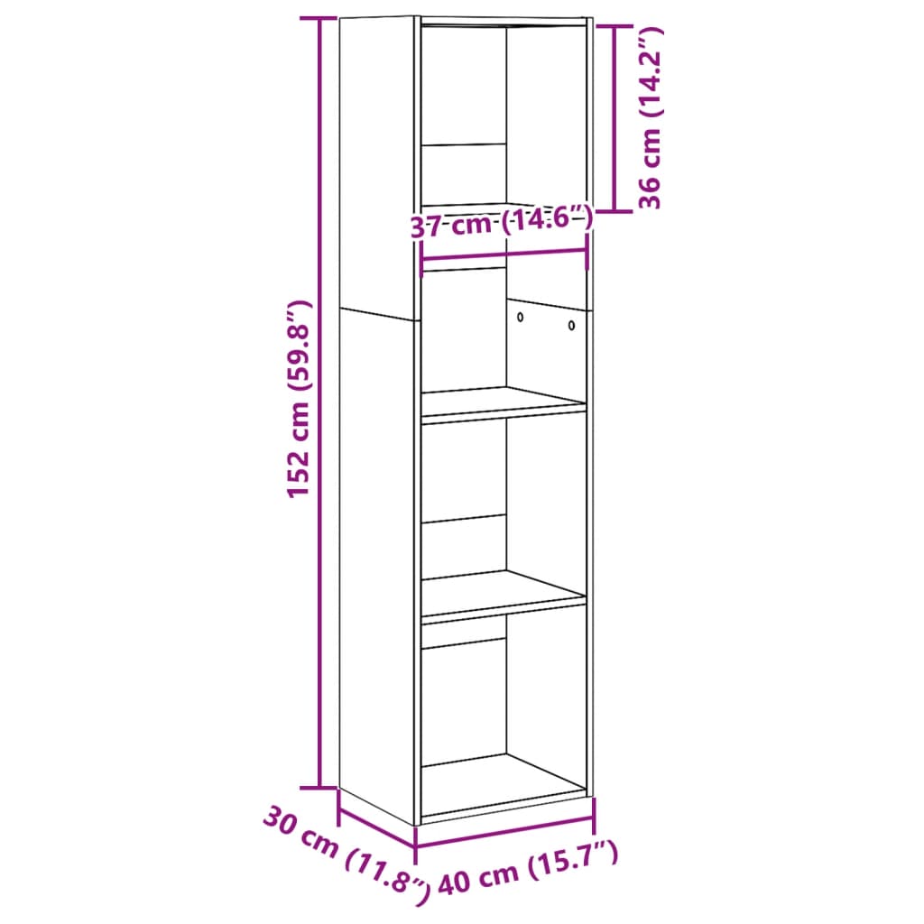 Bücherregal Weiß 40x30x152 cm Holzwerkstoff