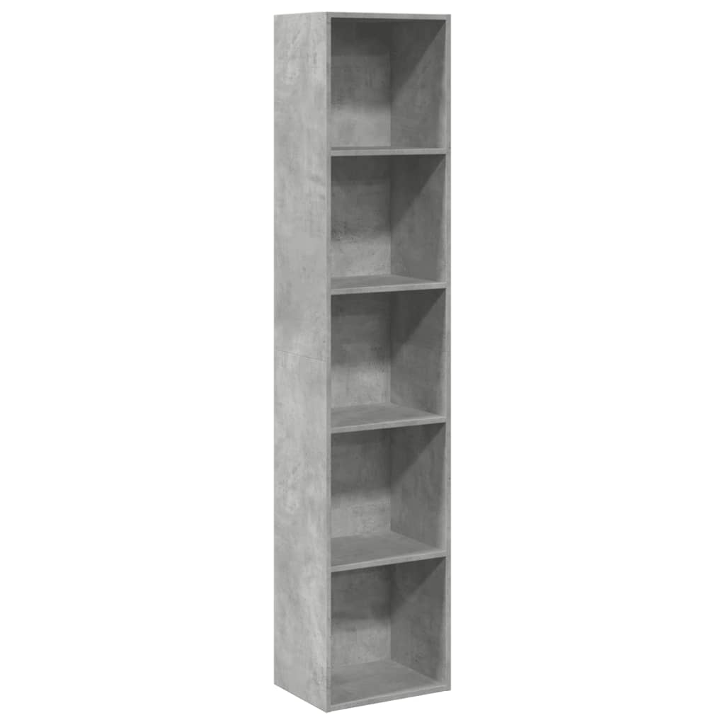 Bookshelf Concrete Grey 40x30x189 cm Wood Material