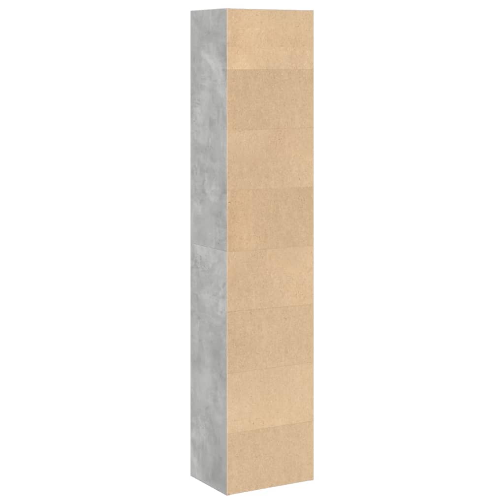 Bookshelf Concrete Grey 40x30x189 cm Wood Material