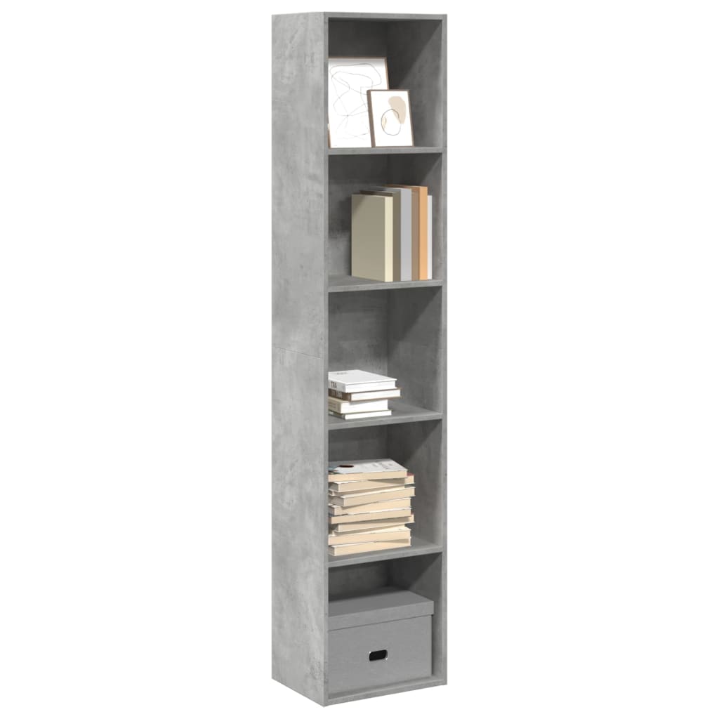 Bookshelf Concrete Grey 40x30x189 cm Wood Material