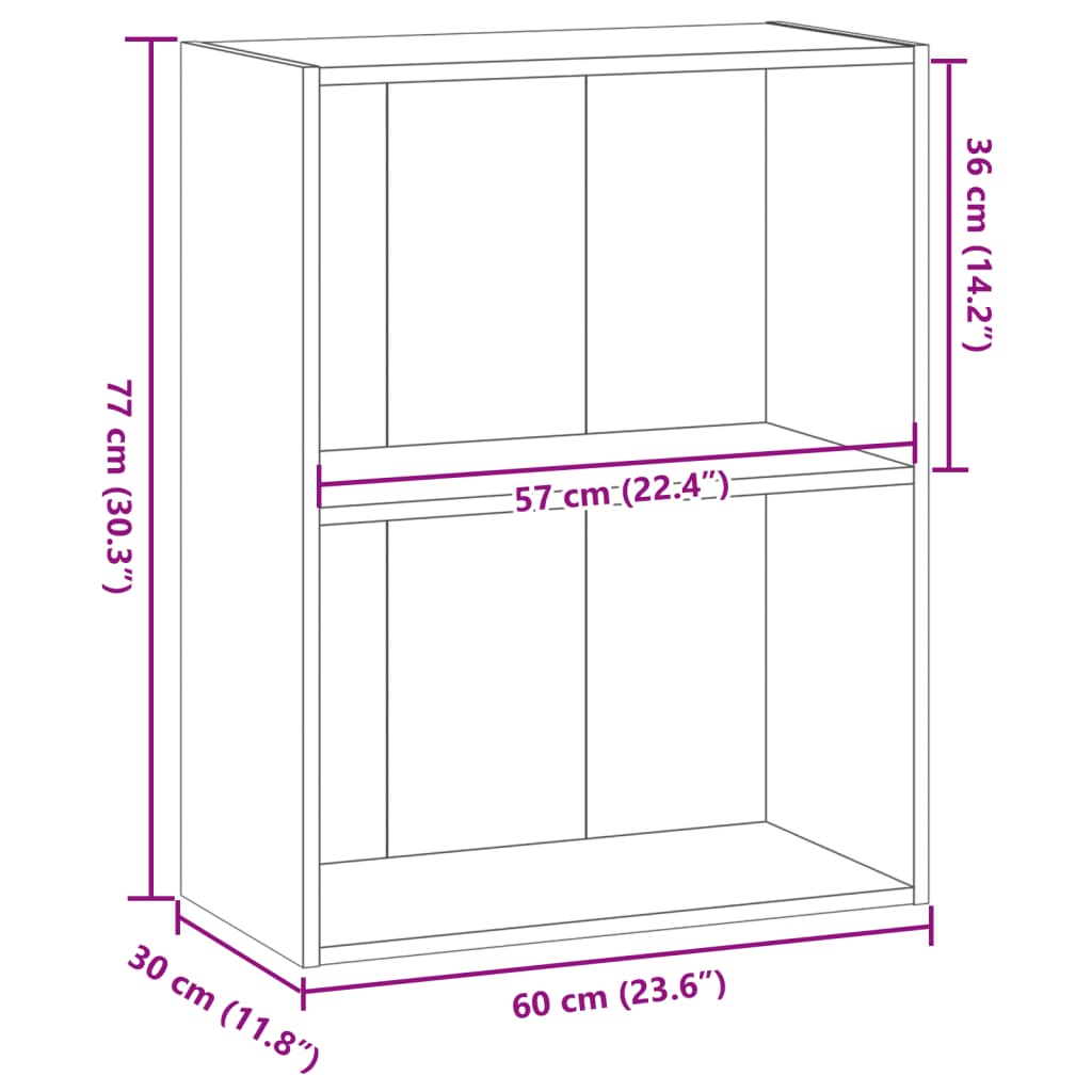 Bookshelf Brown Oak Look 60x30x77 cm Wood Material