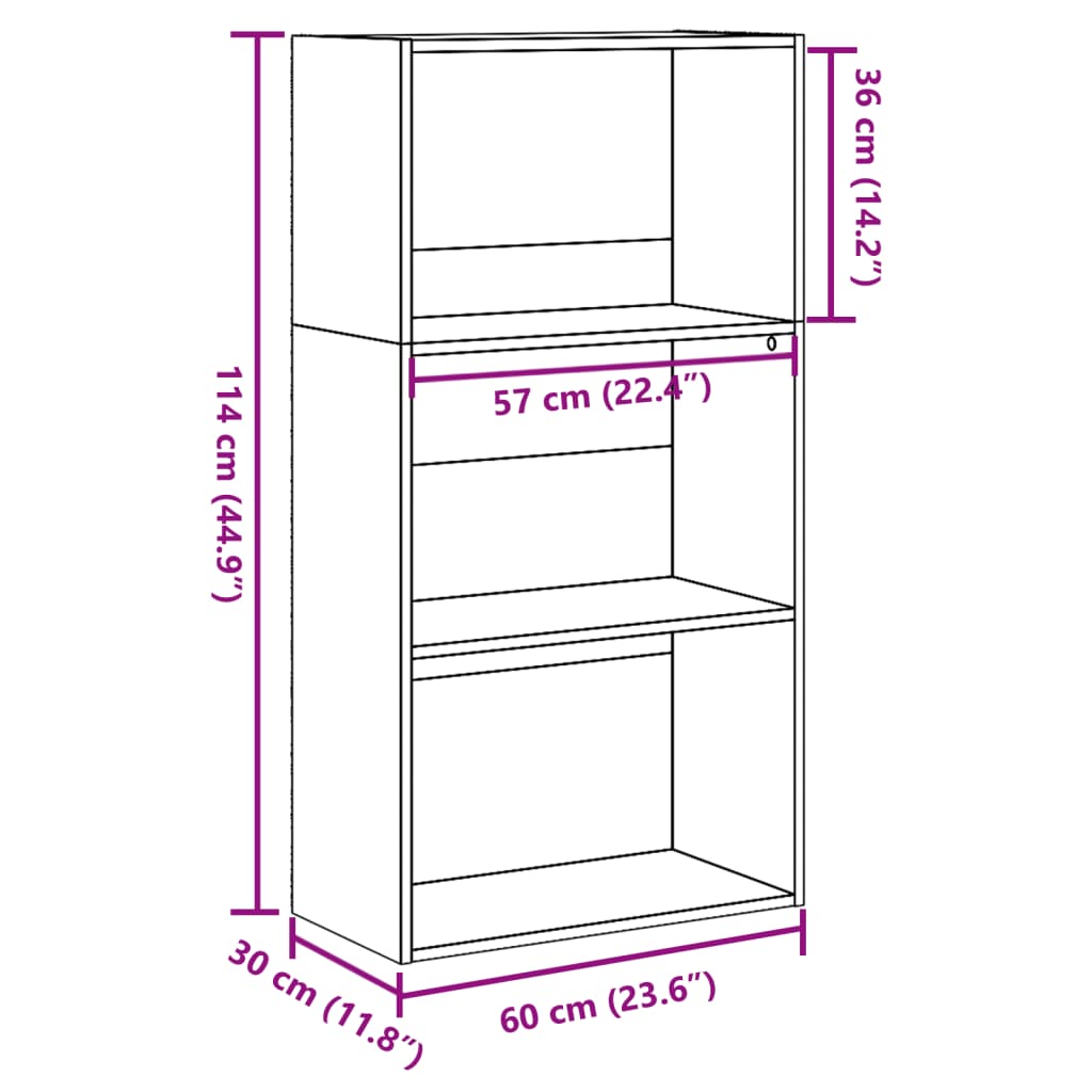 Bookshelf White 60x30x114 cm Wood Material