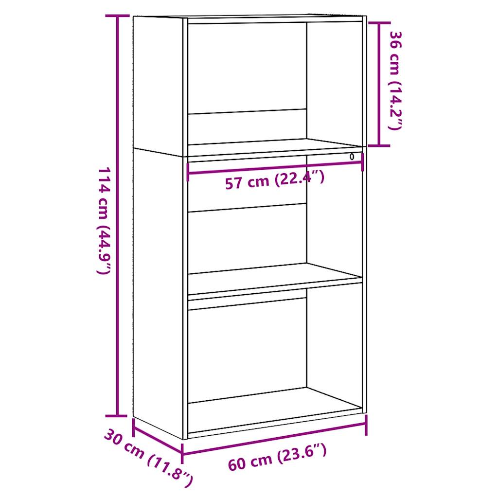 Bookshelf Smoked Oak 60x30x114 cm Wood Material