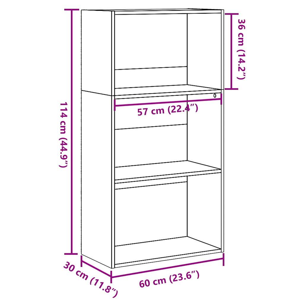 Bookshelf Gray Sonoma 60x30x114 cm Wood Material