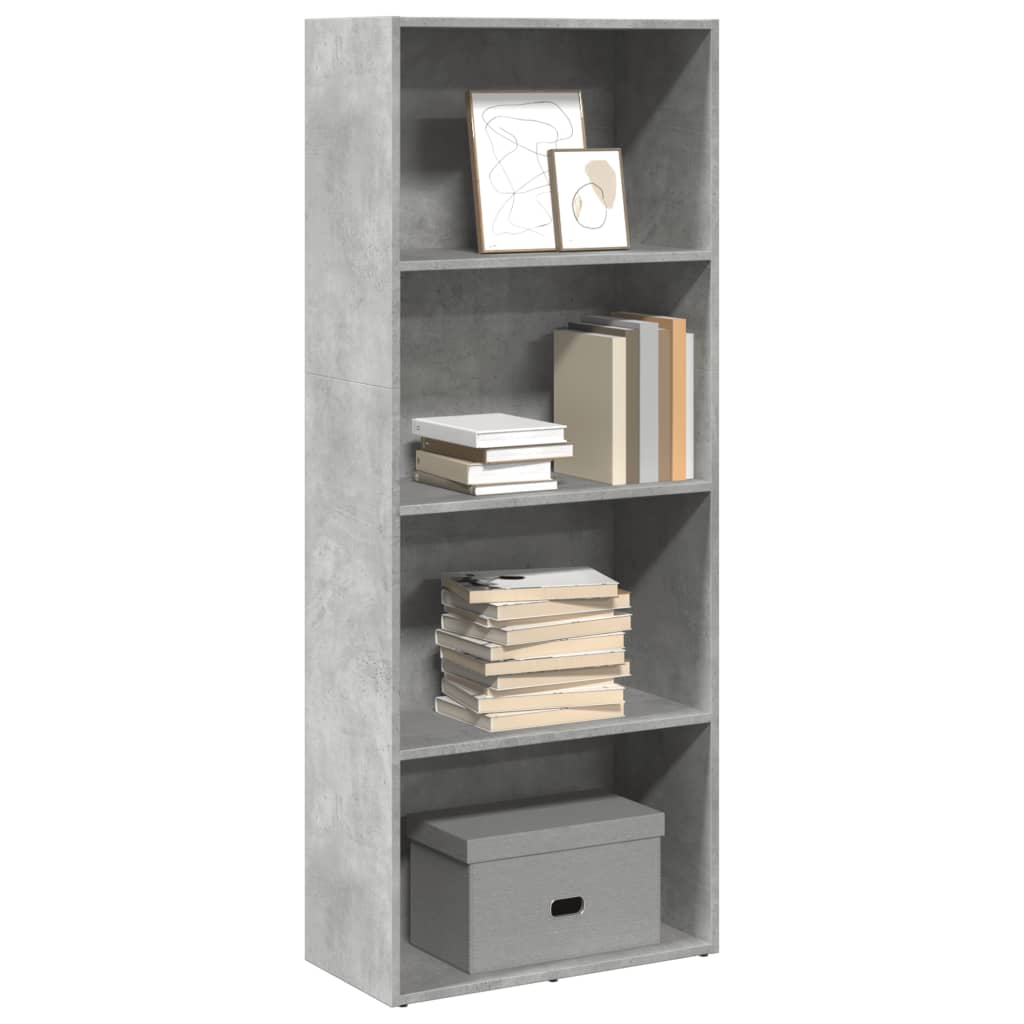 Bookshelf Concrete Grey 60x30x152 cm Wood Material