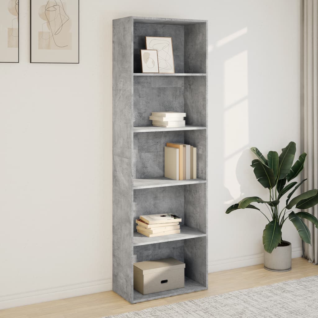 Bookshelf Concrete Grey 60x30x189 cm Wood Material