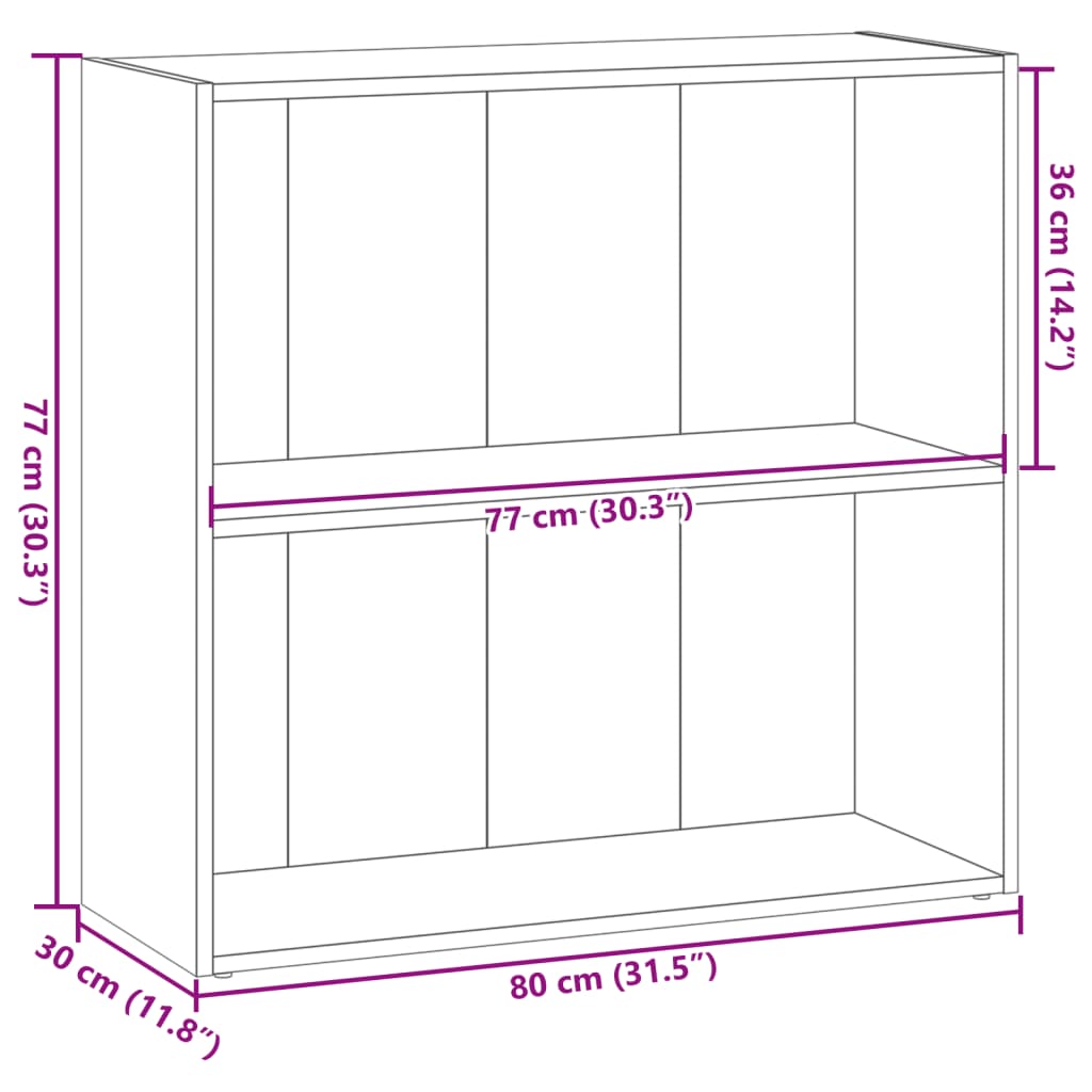 Bookshelf Brown Oak Look 80x30x77 cm Wood Material