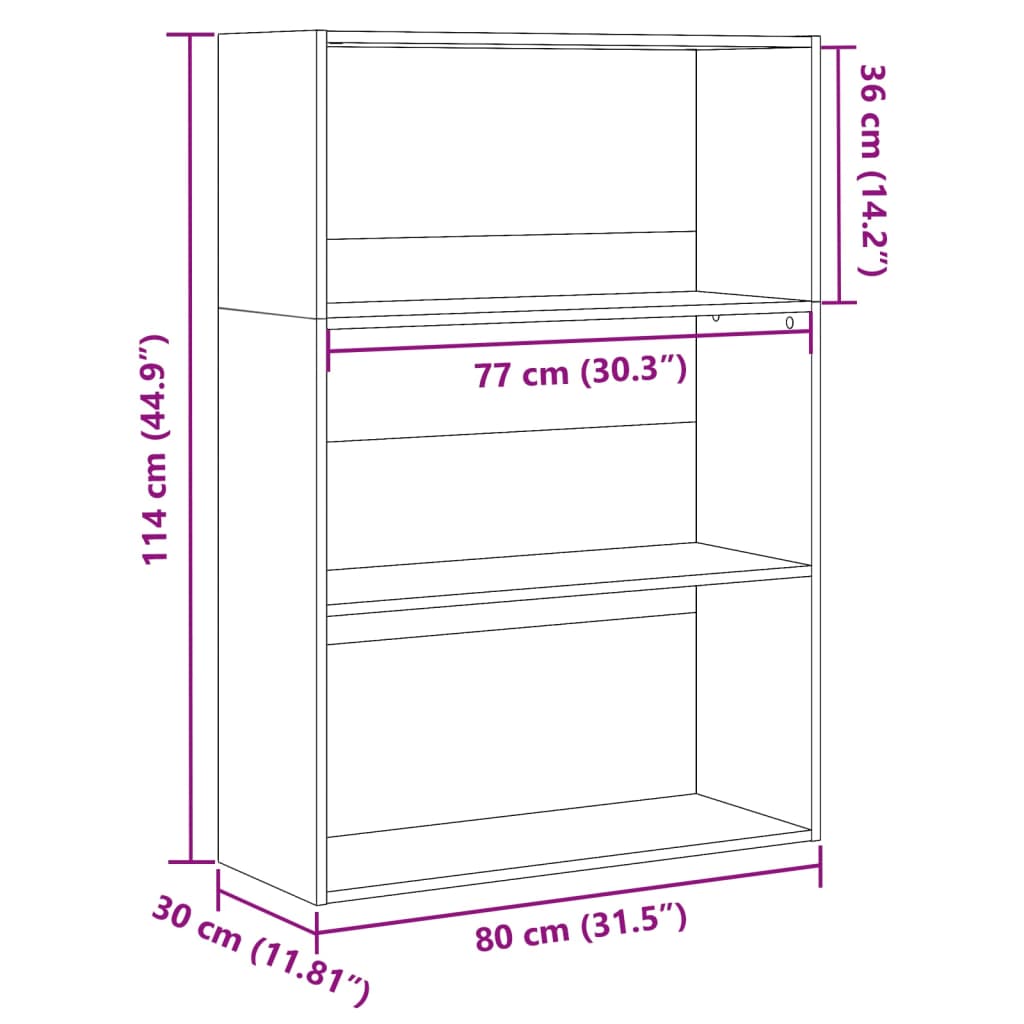 Bookshelf White 80x30x114 cm Wood Material