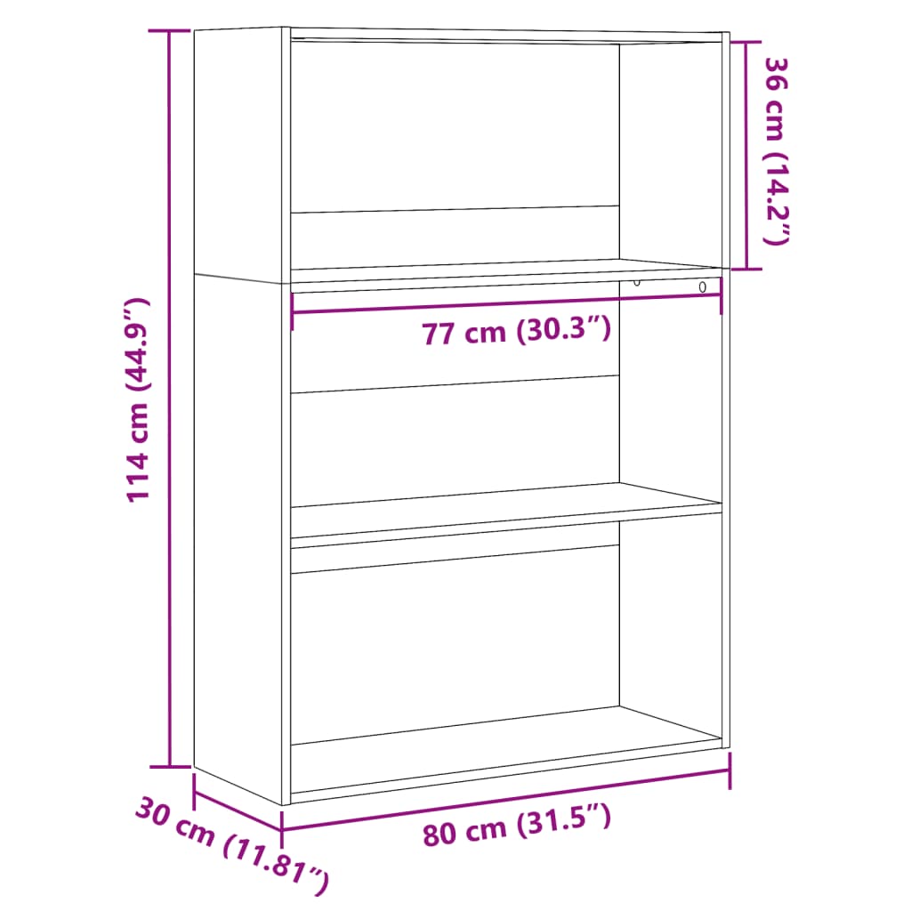 Bookshelf Concrete Grey 80x30x114 cm Wood Material