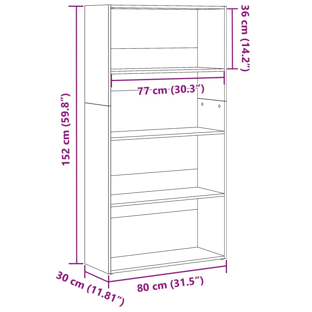 Bookshelf White 80x30x152 cm Wood Material