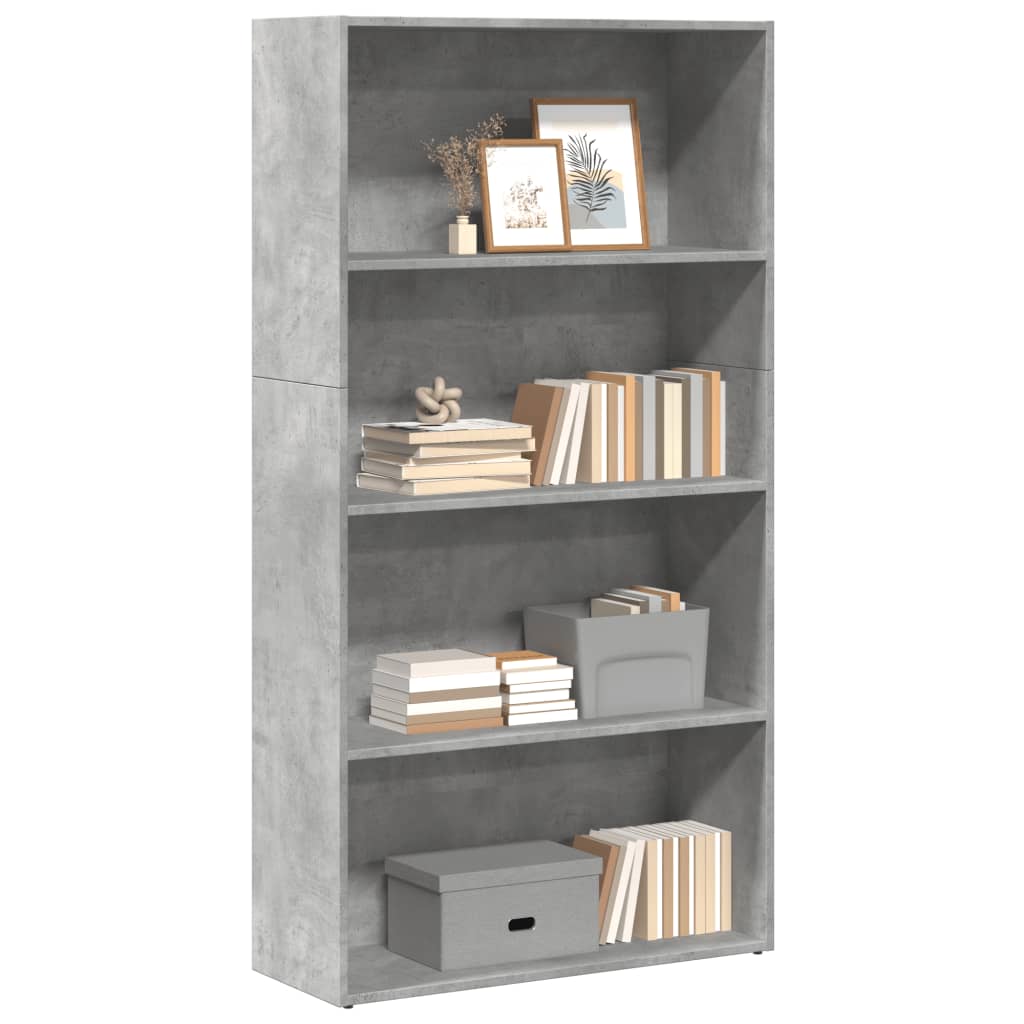 Bookshelf Concrete Grey 80x30x152 cm Wood Material