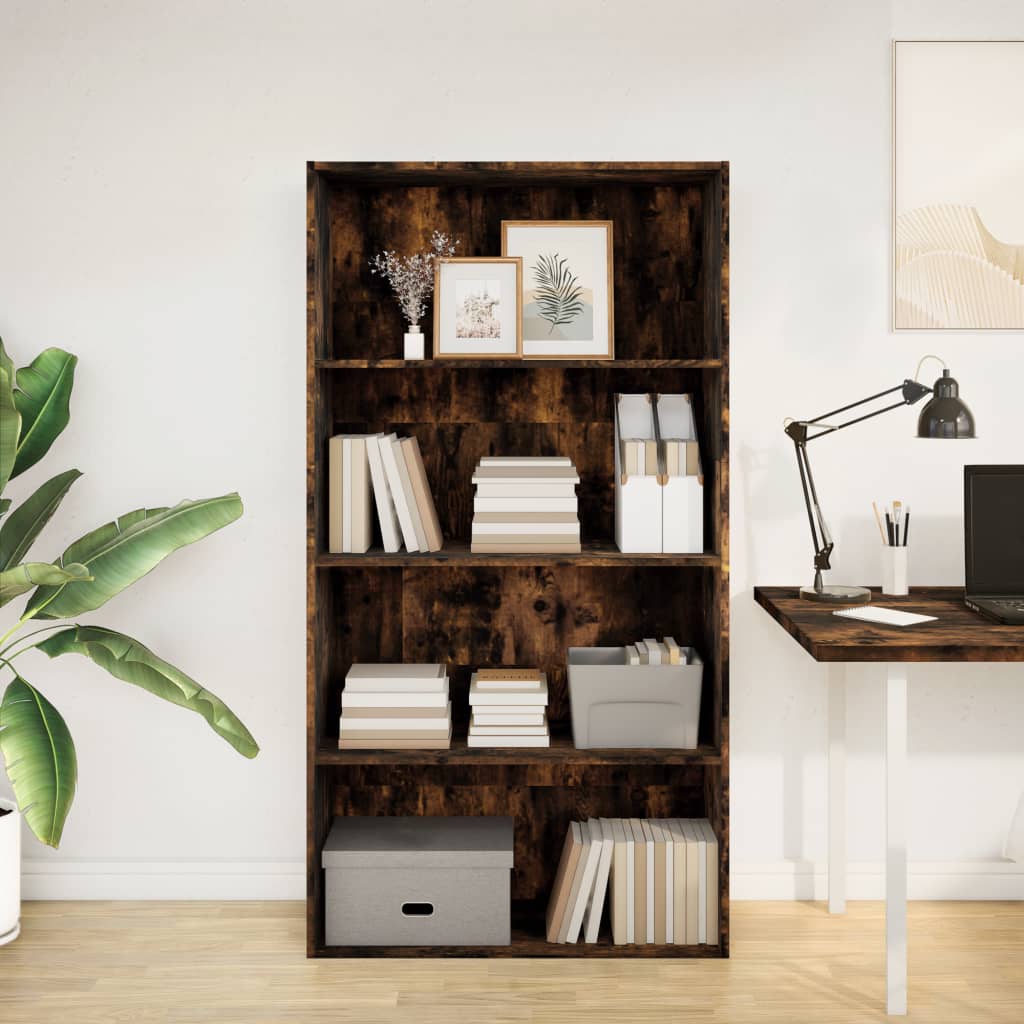 Bookshelf Smoked Oak 80x30x152 cm Wood Material