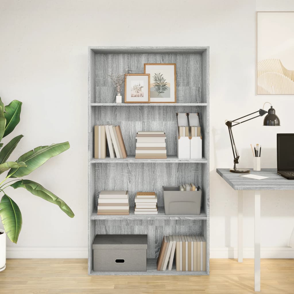 Bookshelf Gray Sonoma 80x30x152 cm Wood Material