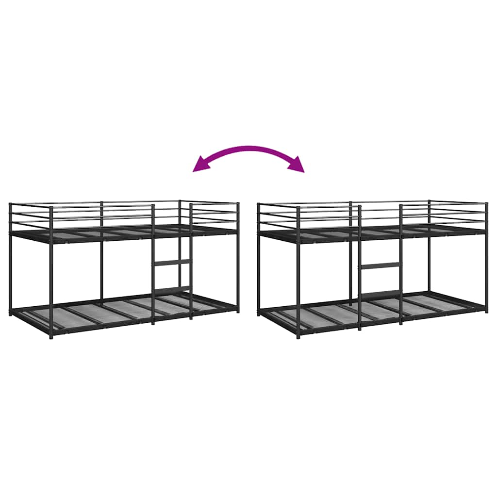 Bunk Bed without Mattress Black 75x190 cm Steel