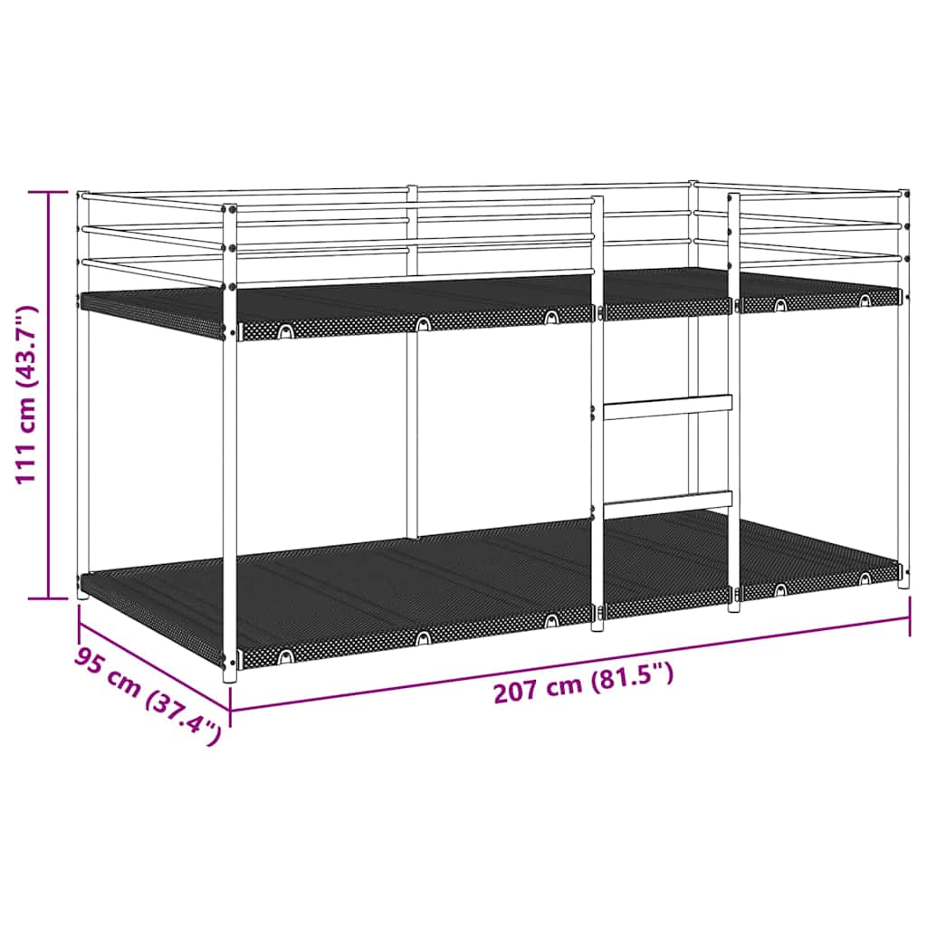 Etagenbett ohne Matratze Schwarz 90x200 cm Stahl