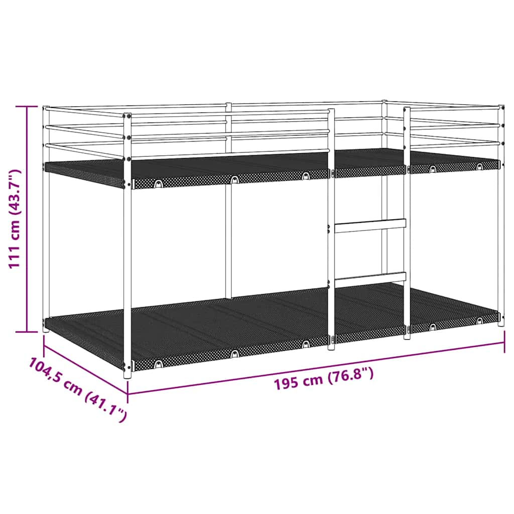 Etagenbett ohne Matratze Schwarz 100x190 cm Stahl