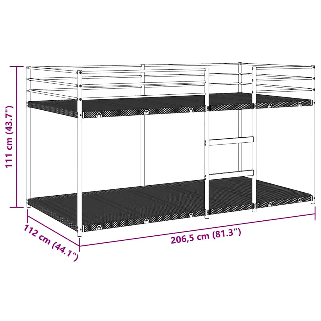 Etagenbett ohne Matratze Schwarz 107x203 cm Stahl