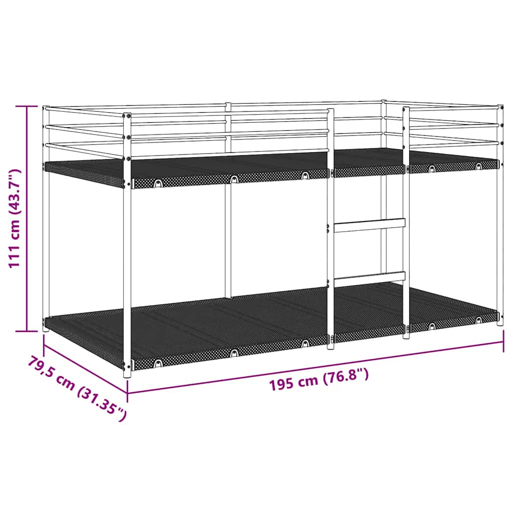 Bunk Bed without Mattress White 75x190 cm Steel