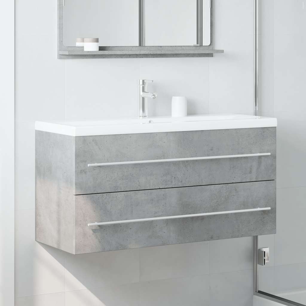 Washbasin base cabinet concrete grey 100x38.5x48 cm wood material