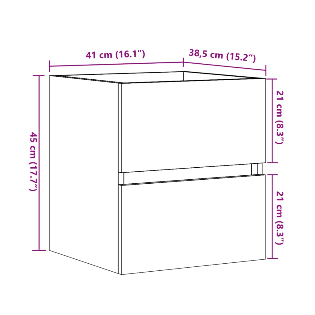 Washbasin base cabinet concrete grey 41x38.5x45 cm wood material