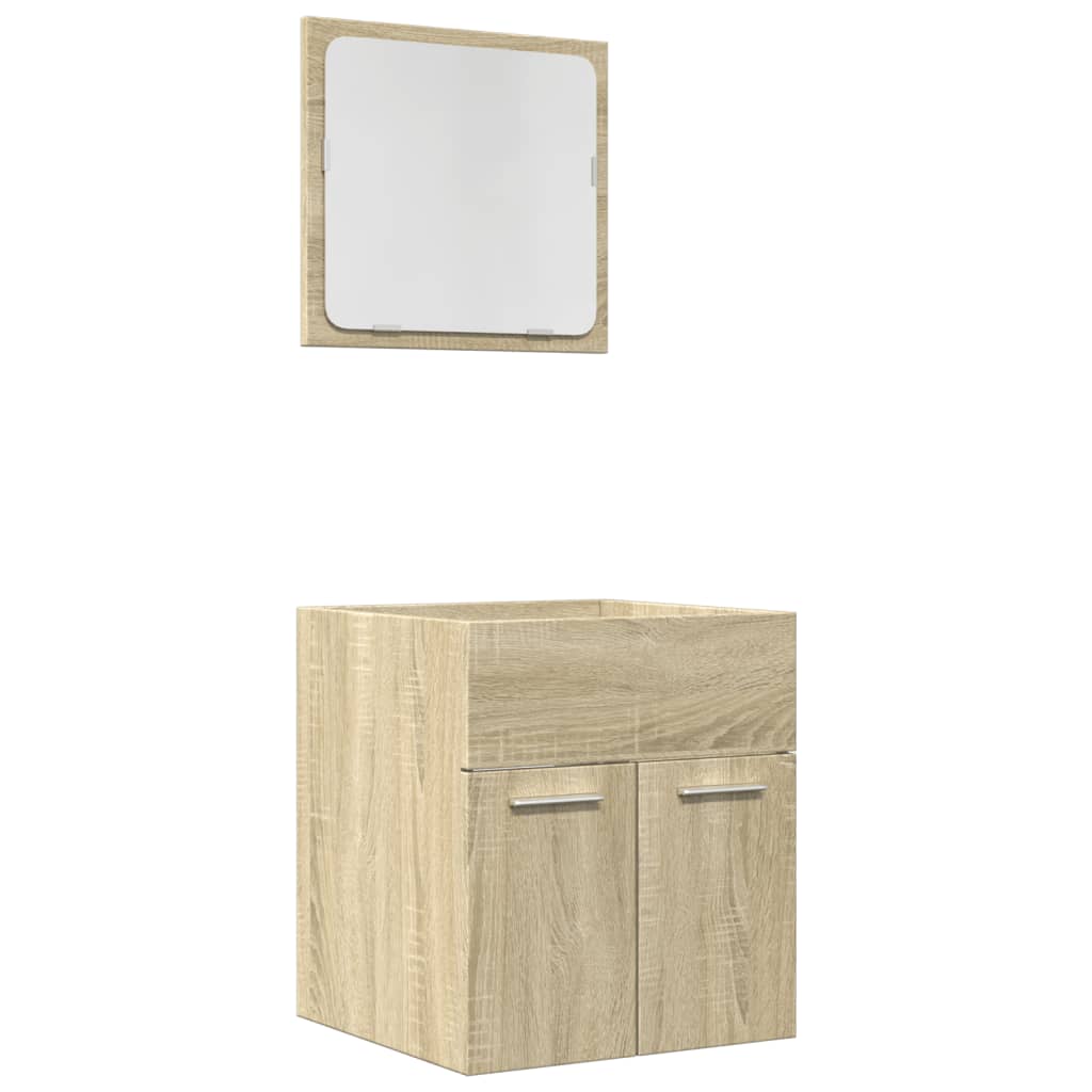 2-piece bathroom furniture set Sonoma oak wood material