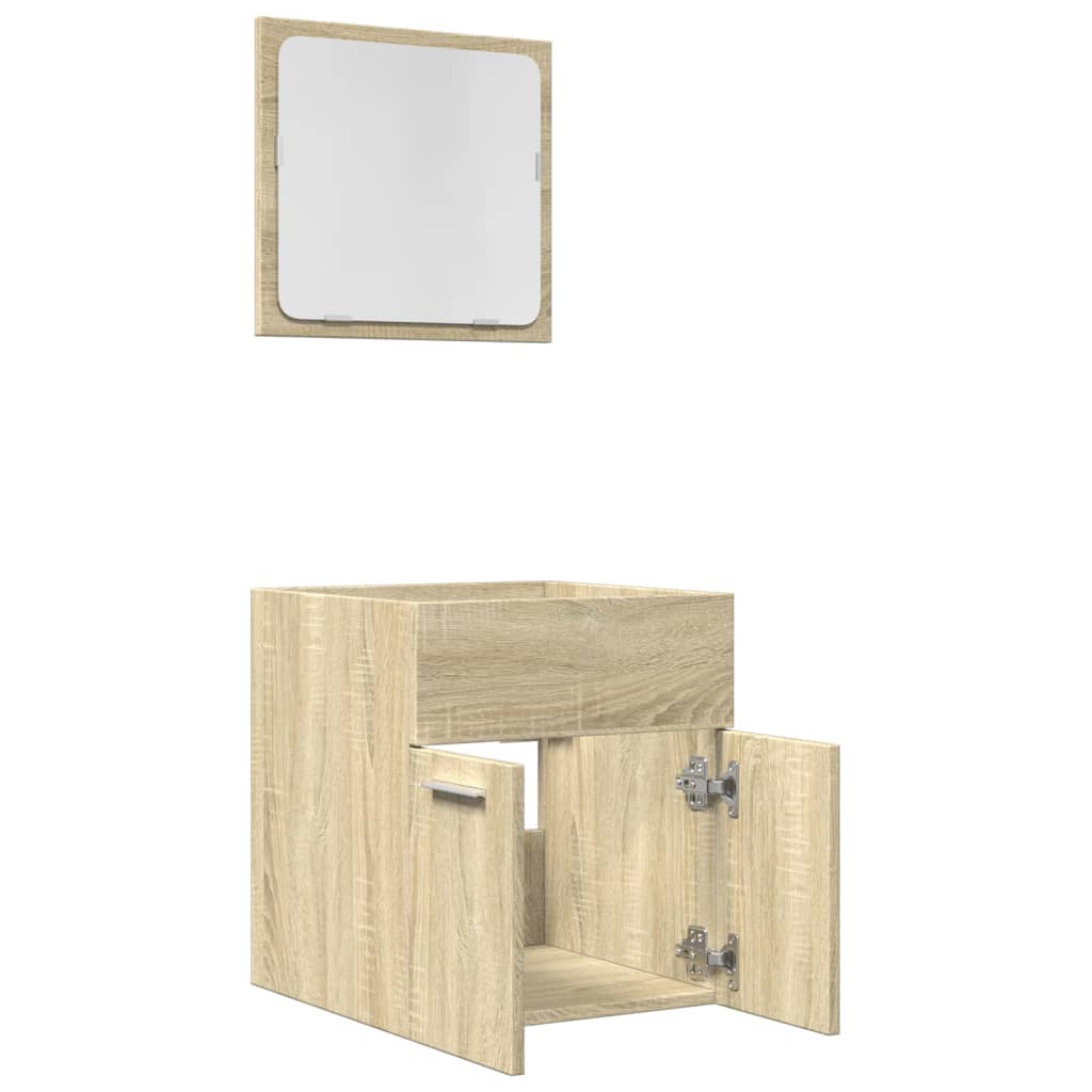 2-piece bathroom furniture set Sonoma oak wood material