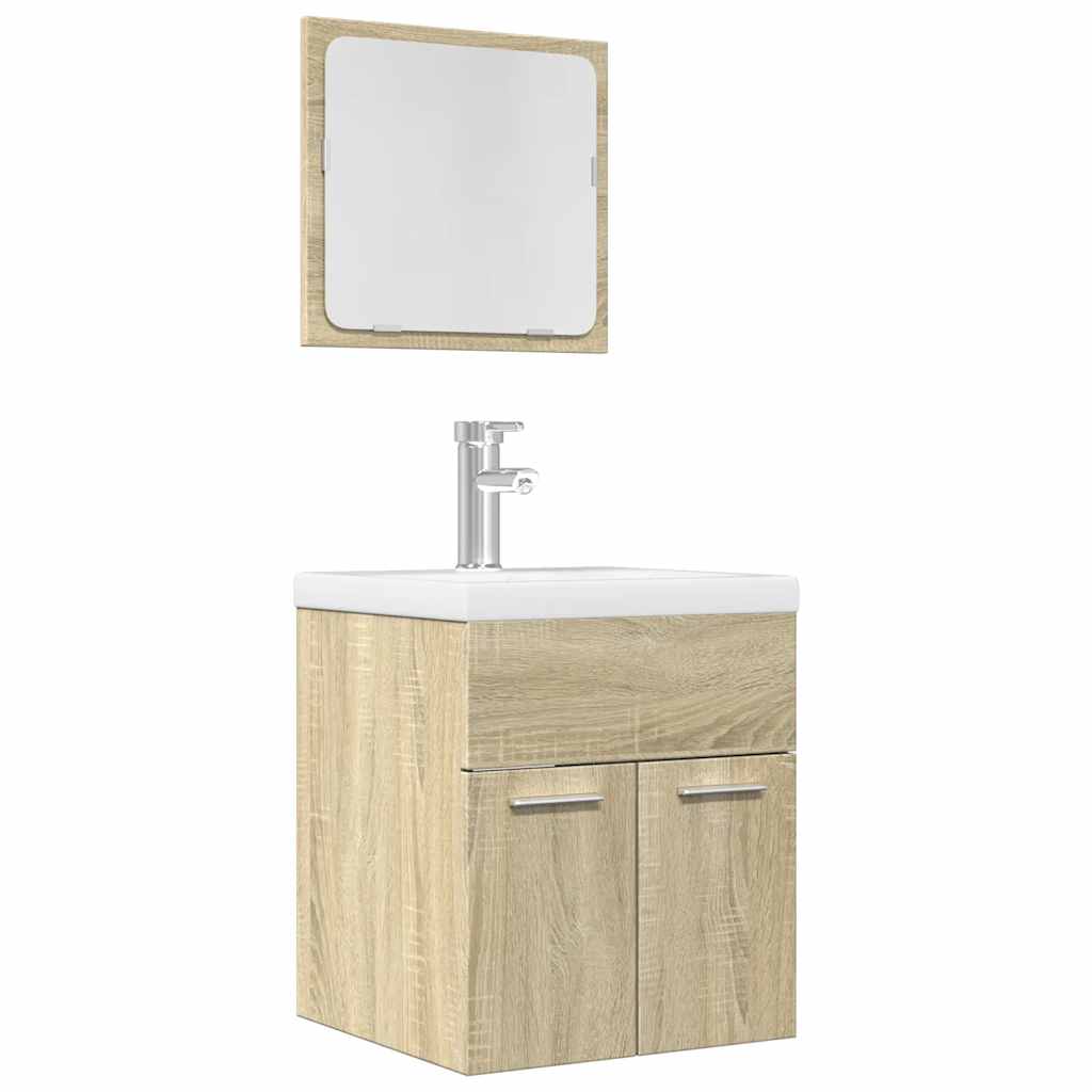 2-piece bathroom furniture set Sonoma oak wood material