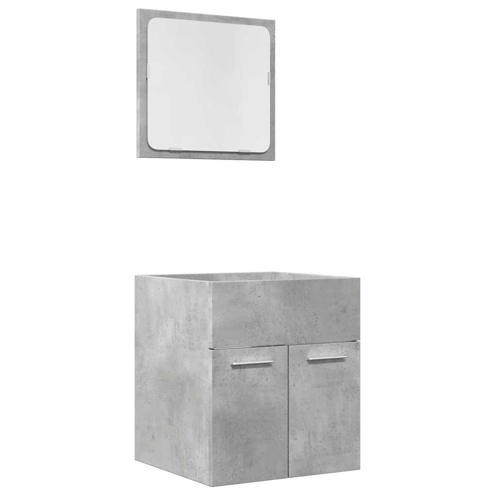 2-piece bathroom furniture set concrete gray wood material