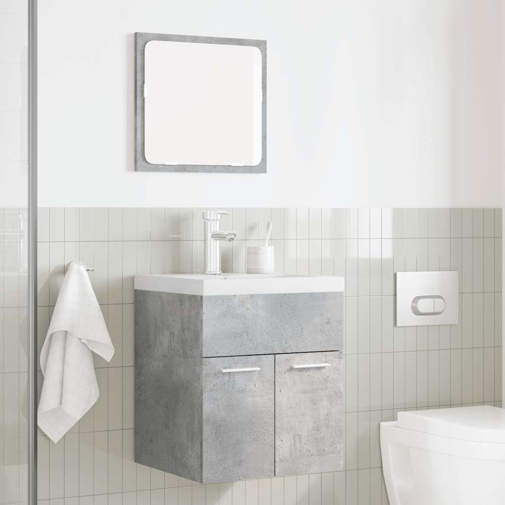 2-piece bathroom furniture set concrete gray wood material