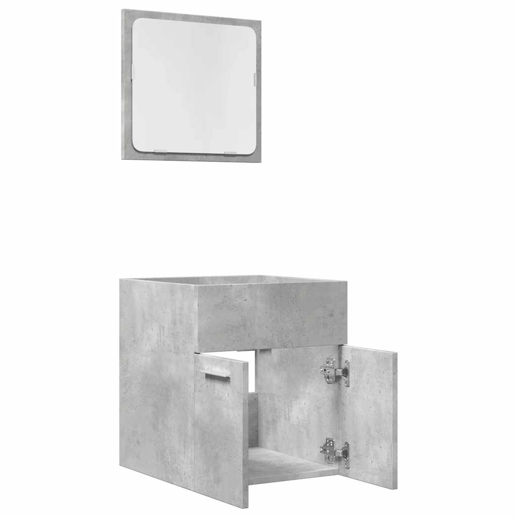 2-piece bathroom furniture set concrete gray wood material