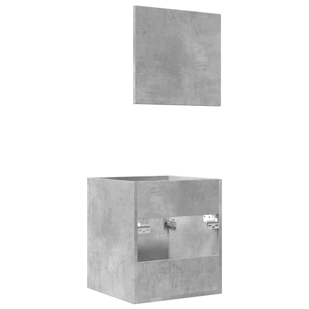 2-piece bathroom furniture set concrete gray wood material