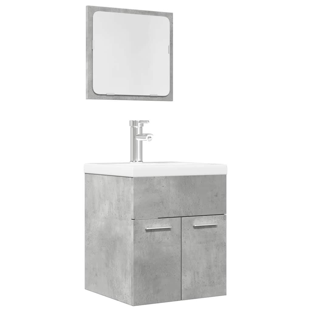 2-piece bathroom furniture set concrete gray wood material