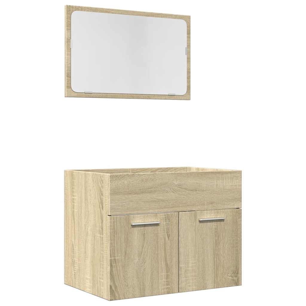 2-piece bathroom furniture set Sonoma oak wood material